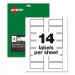 Avery AVE61529 PermaTrack Durable White Asset Tag Labels, Laser Printers, 1.25 x 2.75, White, 14/Sheet, 8 Sheets