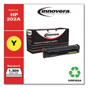 Innovera IVRF502A Remanufactured Yellow Toner, Replacement for HP 202A (CF502A), 1,300 Page-Yield