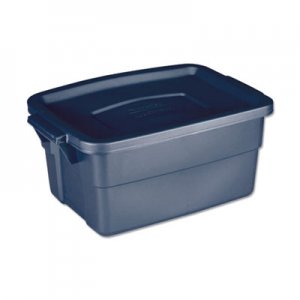 Rubbermaid UNXRMRT030003 Roughneck Storage Box, 3 gal, 10.63" x 15.69" x 7", Dark Indigo Metallic