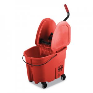 Rubbermaid Commercial RCPFG757888RED WaveBrake 2.0 Bucket/Wringer Combos, 35 qt, Down Press, Plastic, Red