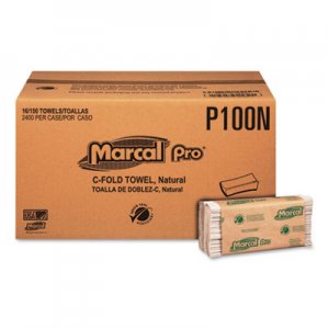 Marcal PRO MRCP100N Folded Paper Towels, 1-Ply, 10 1/8" x 12 7/8 ", 150/Pack, 16 Packs/CT