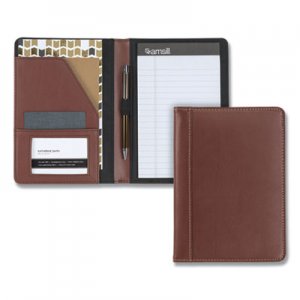 Samsill SAM71736 Contrast Stitch Leather Padfolio, 6 1/4w x 8 3/4h, Open Style, Brown