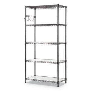 Alera ALESW653618BA 5-Shelf Wire Shelving Kit with Casters and Shelf Liners, 36w x 18d x 72h, Black Anthracite