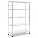 Alera ALESW654818SR 5-Shelf Wire Shelving Kit with Casters and Shelf Liners, 48w x 18d x 72h, Silver