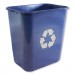 Impact IMP7702BLUR Soft-Sided Recycle Logo Plastic Wastebasket, Rectangular, 28 qt, Polyethylene, Blue