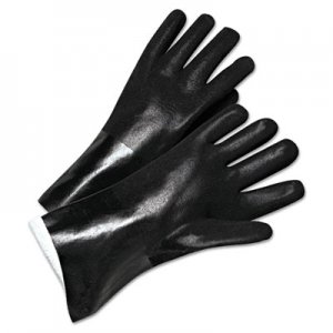 Anchor Brand ANR7400 PVC-Coated Jersey-Lined Gloves, 14 in. Long, Black, Men's, 12/Pack