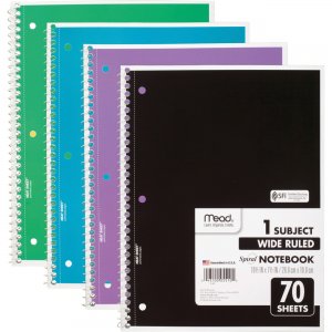 Mead 72873 1 Subject Wide Ruled Spiral Notebook