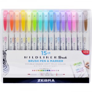 Zebra Pen 79115 Mildliner Brush Pen & Marker Set