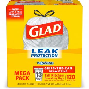 Glad 78564PL Tall Kitchen Drawstring Trash Bags