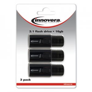 Innovera IVR82316 USB 3.0 Flash Drive, 16 GB, 3/Pack