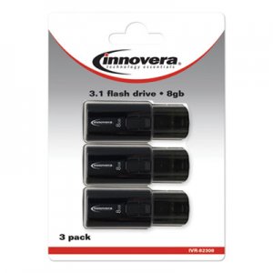Innovera IVR82308 USB 3.0 Flash Drive, 8 GB, 3/Pack