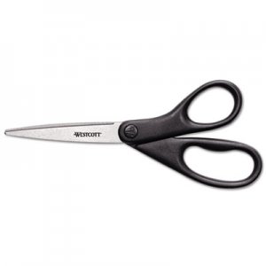 Westcott ACM13139 Design Line Straight Stainless Steel Scissors, 8" Long, 3.13" Cut Length, Black Straight Handle