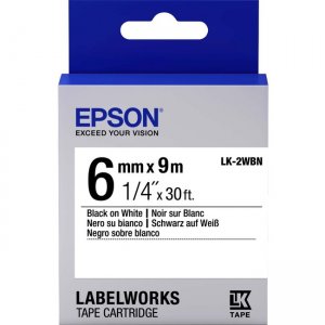 Epson LK-2WBN LabelWorks Standard LK Tape Cartridge ~1/4" Black on White