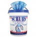 SCRUBS 42272EA Hand Cleaner Towels, Cloth, 10 1/2 x 12 1/4, Blue/White, 72/Bucket