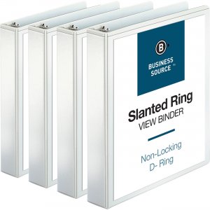 Business Source 28441BD Basic D-Ring White View Binders