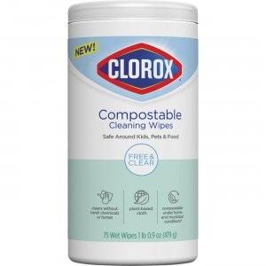 Clorox 32486 Free & Clear Compostable Cleaning Wipes