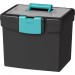 Storex 61414B02C File Storage Box, XL Storage Lid, Black/Teal (2 units/pack)