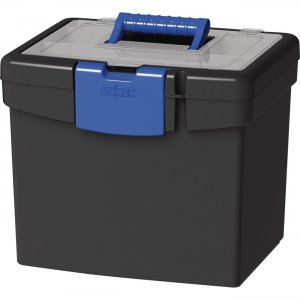 Storex 61415B02C File Storage Box, XL Storage Lid, Black/Blue (2 units/pack)