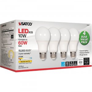 Satco S28560 10W A19 LED 2700K Frosted Bulbs