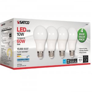 Satco S28563 10W A19 LED 5000K Light Bulbs