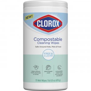 Clorox 32486CT Free & Clear Compostable Cleaning Wipes