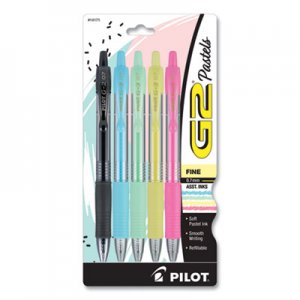Pilot PIL14171 G2 Pastel Retractable Gel Pen, Fine 0.7 mm, Assorted Pastel Ink/Barrel, 5/Pack