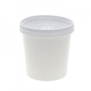 Pactiv PCTD16RBLD Paper Round Food Container and Lid Combo, 16 oz, 3.75" Diameter x 3.88h", White, 250/Carton