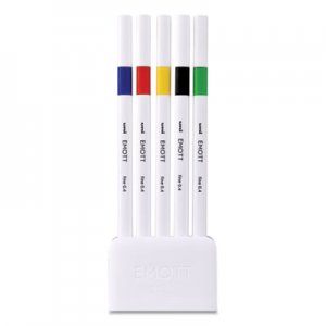 Uni-Ball UBC24828 EMOTT Porous Point Pens, Fine 0.4 mm, Assorted Ink, White Barrel, 5/Set