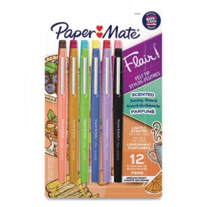 Paper Mate PAP2125359 Flair Scented Felt Tip Marker Pen, Medium 0.7 mm, Assorted Colors Ink/Barrel, 12/Pack