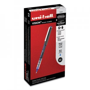 Uni-Ball UBC70129 VISION Roller Ball Pen, Bold 1 mm, Blue Ink, Black/Blue Barrel, Dozen