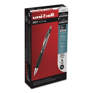 Uni-Ball UBC70120 207PLUS+ Retractable Gel Pen, Medium 0.7 mm, Black Ink, Black Barrel, Dozen