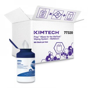 KIMTECH KCC7732005 Wipers for the WETTASK System, Quat Disinfectants and Sanitizers, 6 x 12, 660/Roll, 6 Rolls and 1
