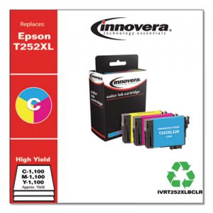 Innovera IVRT252XLBCLR Remanufactured Cyan/Magenta/Yellow High-Yield Ink, Replacement for Epson T252XL (T252XL220/320/420) 1,100 Page-Yield