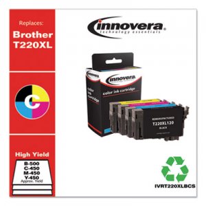 Innovera IVRT220XLBCS Remanufactured Black/Cyan/Magenta/Yellow Ink, Replacement for Epson T220XL (T220XL120/220/320/420), 500/450 Page-Yield