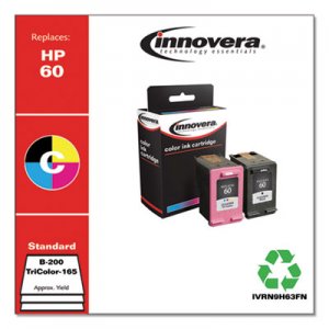 Innovera IVRN9H63FN Remanufactured Black/Tri-Color Ink, Replacement for HP 60 , 200/165 Page-Yield