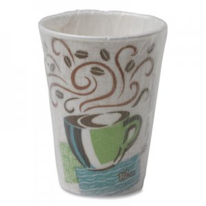 Dixie DXE5342CDWR PerfecTouch Paper Hot Cups, 12 oz, Coffee Haze Design, Individually Wrapped, 1,000/Carton