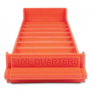 CONTROLTEK CNK560563 Stackable Plastic Coin Tray, Quarters, 3.75 x 11.5 x 1.5, Orange, 2/Pack