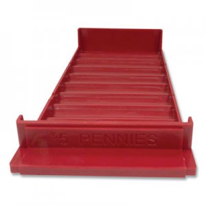 CONTROLTEK CNK560560 Stackable Plastic Coin Tray, Pennies, 3.75 x 11.5 x 1.5, Red, 2/Pack