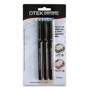 CONTROLTEK CNK560191 DTEK Counterfeit Detector Pens, Black, 3/Pack