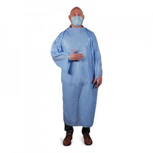 Heritage HERTGOWNLP T-Style Isolation Gown, LLDPE, Large, Light Blue, 50/Carton