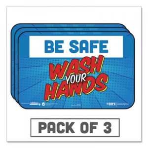 Tabbies TAB29502 BeSafe Messaging Education Wall Signs, 9 x 6, "Be Safe, Wash Your Hands", 3/Pack