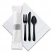 Hoffmaster HFM119901 CaterWrap Cater to Go Express Cutlery Kit, Fork/Knife/Spoon/Napkin, Black, 100/Carton