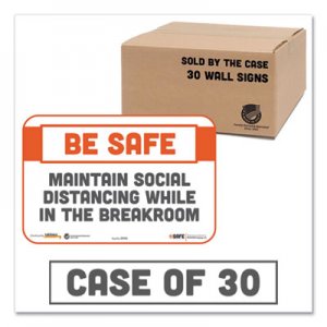 Tabbies TAB29156 BeSafe Messaging Repositionable Wall/Door Signs, 9 x 6, Maintain Social Distancing While In The Breakroom, White, 30