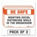 Tabbies TAB29056 BeSafe Messaging Repositionable Wall/Door Signs, 9 x 6, Maintain Social Distancing While In The Breakroom, White, 3