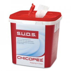 Chicopee CHI0728 S.U.D.S Bucket with Lid, 7.5 x 7.5 x 8, Red/White, 3/Carton