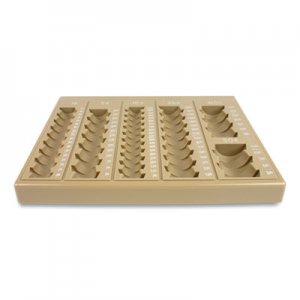 CONTROLTEK CNK500025 Plastic Coin Tray, 6 Compartments, 7.75 x 10 x 1.5, Tan