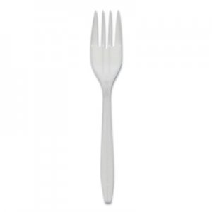 Pactiv PCTYFWFWCH Fieldware Polypropylene Cutlery, Fork, Mediumweight, White, 1,000/Carton