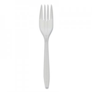 Pactiv PCTYFWFWCH Fieldware Polypropylene Cutlery, Fork, Mediumweight, White, 1,000/Carton