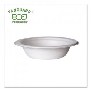 Eco-Products ECOEPBL12NFA Vanguard Renewable and Compostable Sugarcane Bowls, 12 oz, White, 1,000/Carton
