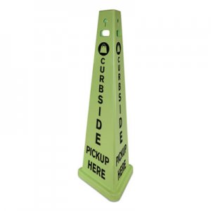 Impact IMP9140PU TriVu 3-Sided Curbside Pickup Here Sign, Fluorescent Green, 14.75 x 12.7 x 40, Plastic